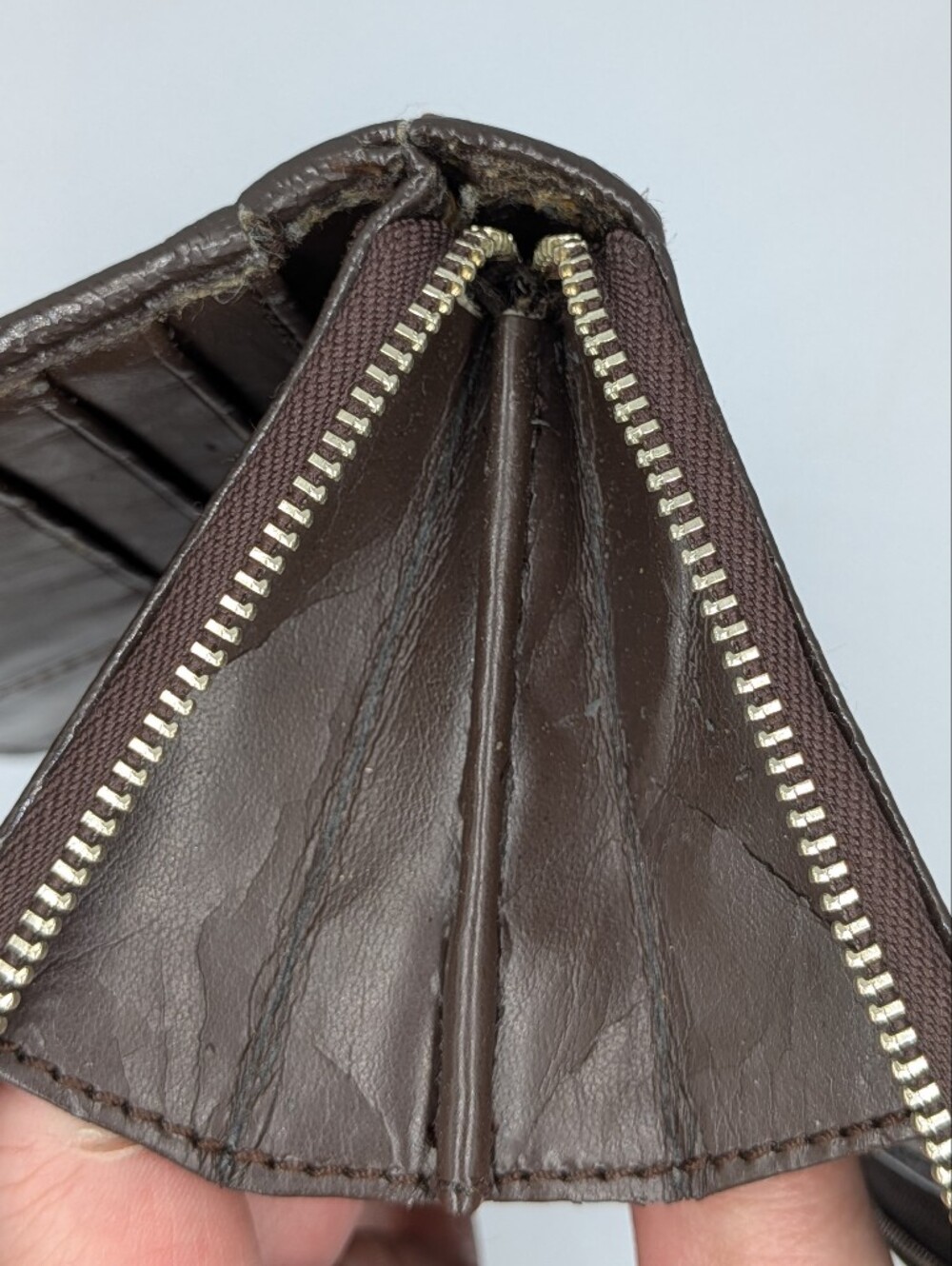 Coach Signature C Jacquard Canvas Patent Leather Zip Around Folding Wallet Dark - Picture 14 of 16